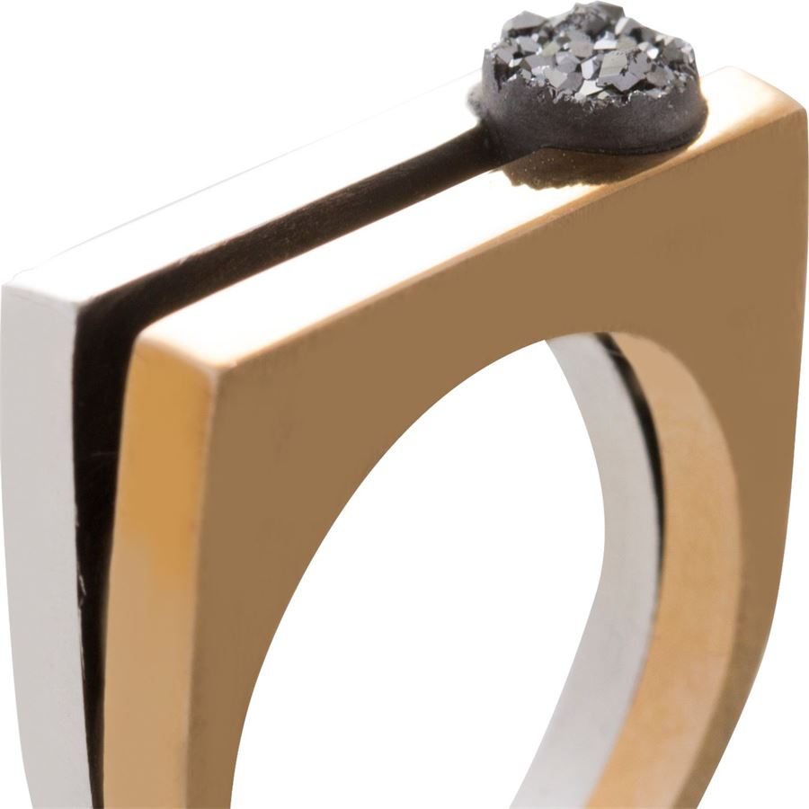 'Congiunzioni' double ring with drusa CONGIUNZIONI | AN2 CON Q DRUSAAGBR